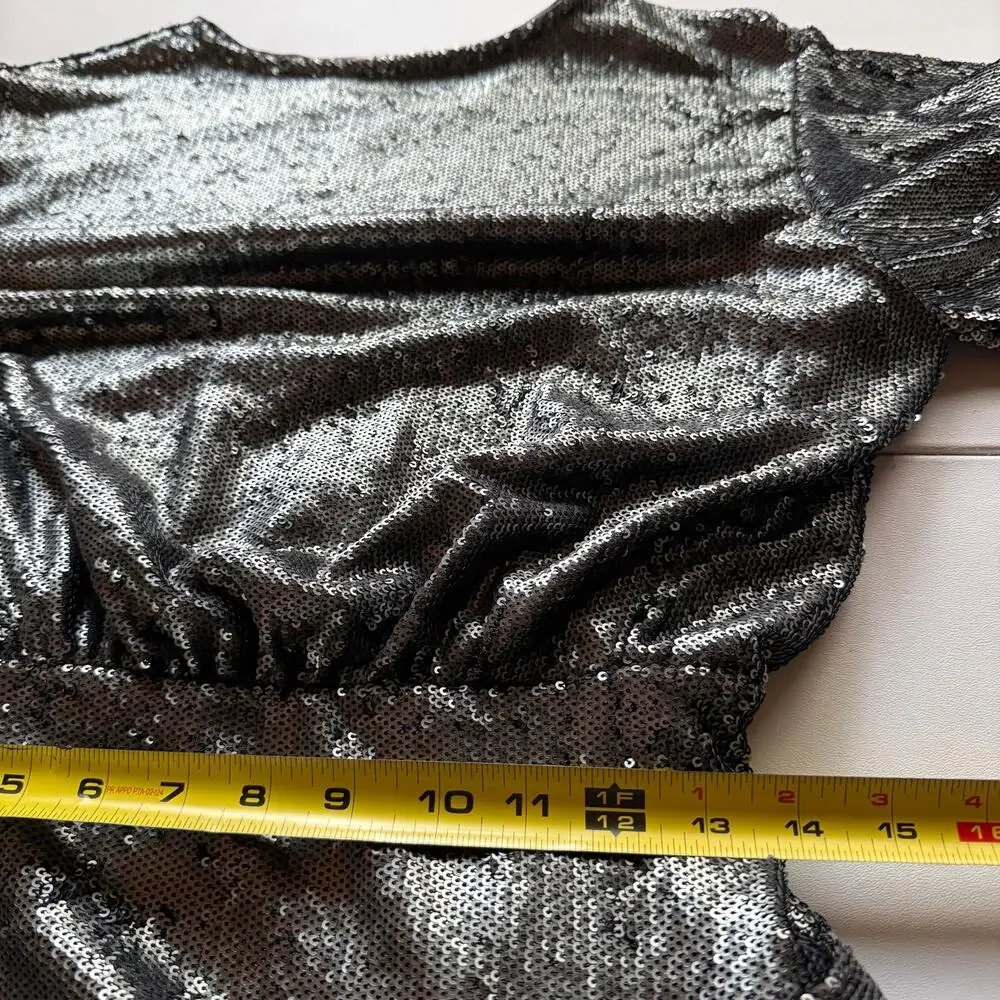 Free People Manuka Sequin Mini Dress Gunmetal Black XS